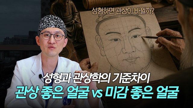 유튜브 썸네일 — 관상 좋은 얼굴과 예쁜 얼굴은 다릅니다☝️ — 성형외과 원장이 말하는 두 기준의 차이 | 라라성형외과